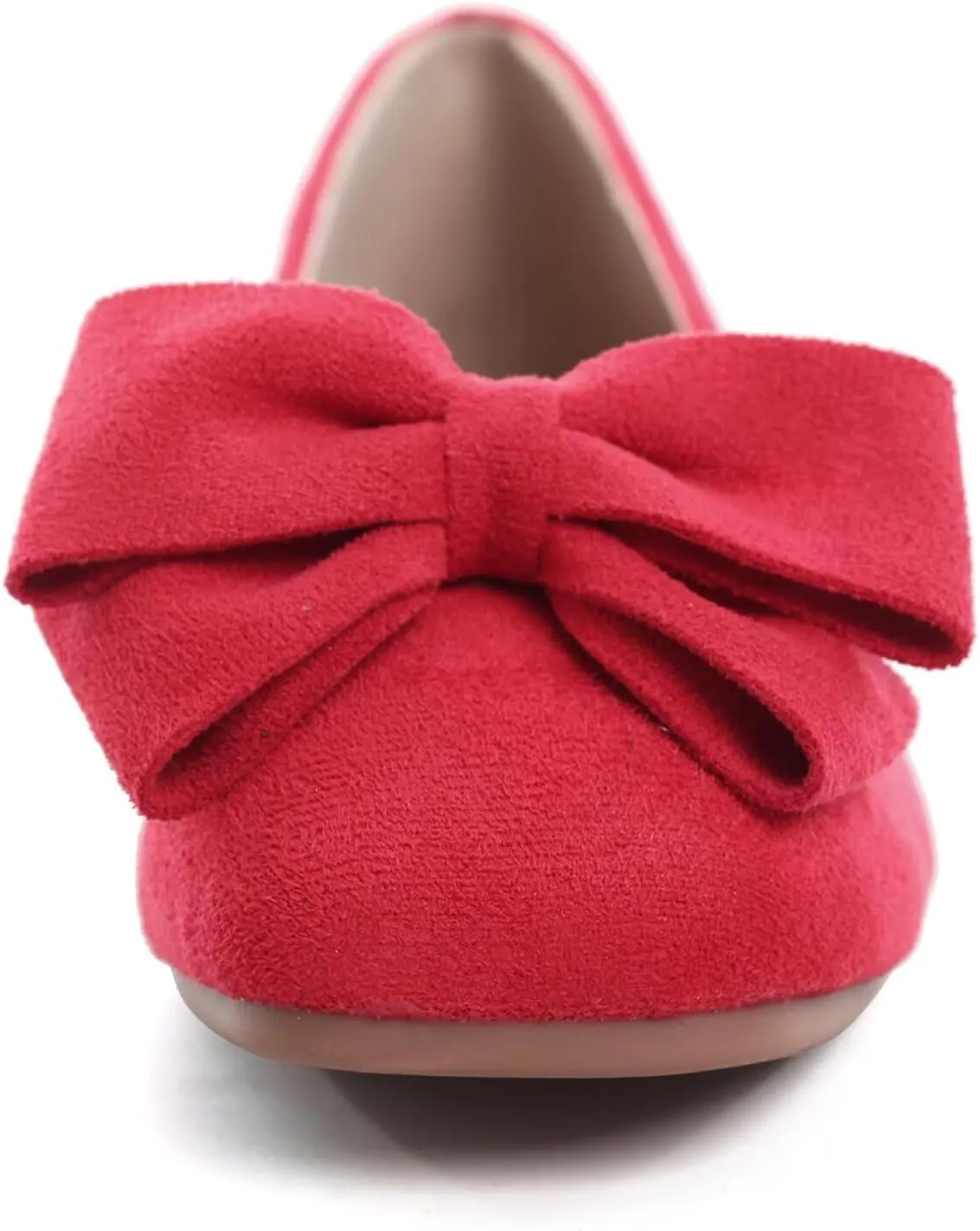 Hee grand Bow-Knot Ballet Flats Womens Square Toe Flat Shoes Suede Dress Shoes Casual Light Weight Slip-On Loafers