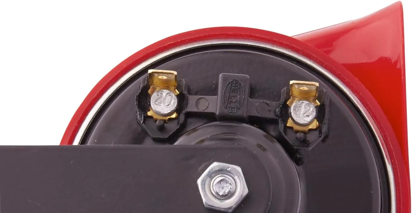 HELLA 007424801 Twin Trumpet High/Low Tone 12V Horn Kit with Bracket, Red