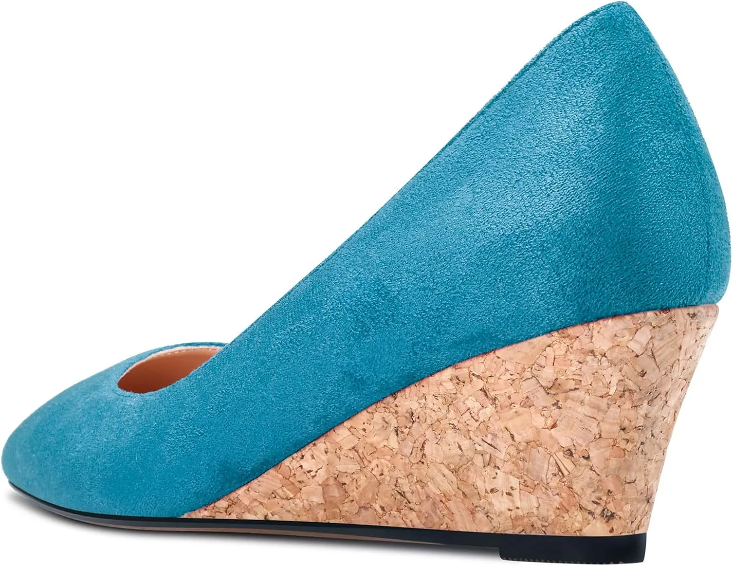 HEUIVZAR Pumps for Women Slip-on Closed Square Toe Block Chunky Wedge Low Heel Pumps Suede Shopping Vacation Classic 2 Inch