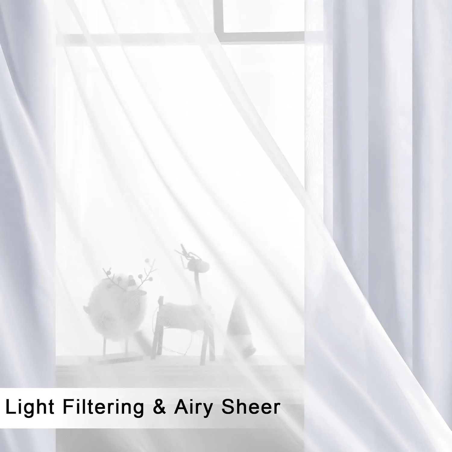 Hiasan Greyish White Blackout Curtains with Sheer, Thermal Insulated Privacy Double Layer Grommet Window Curtains for Bedroom, Living Room, Nursery, 2 Drape Panels with Tiebacks, 52W X 96L