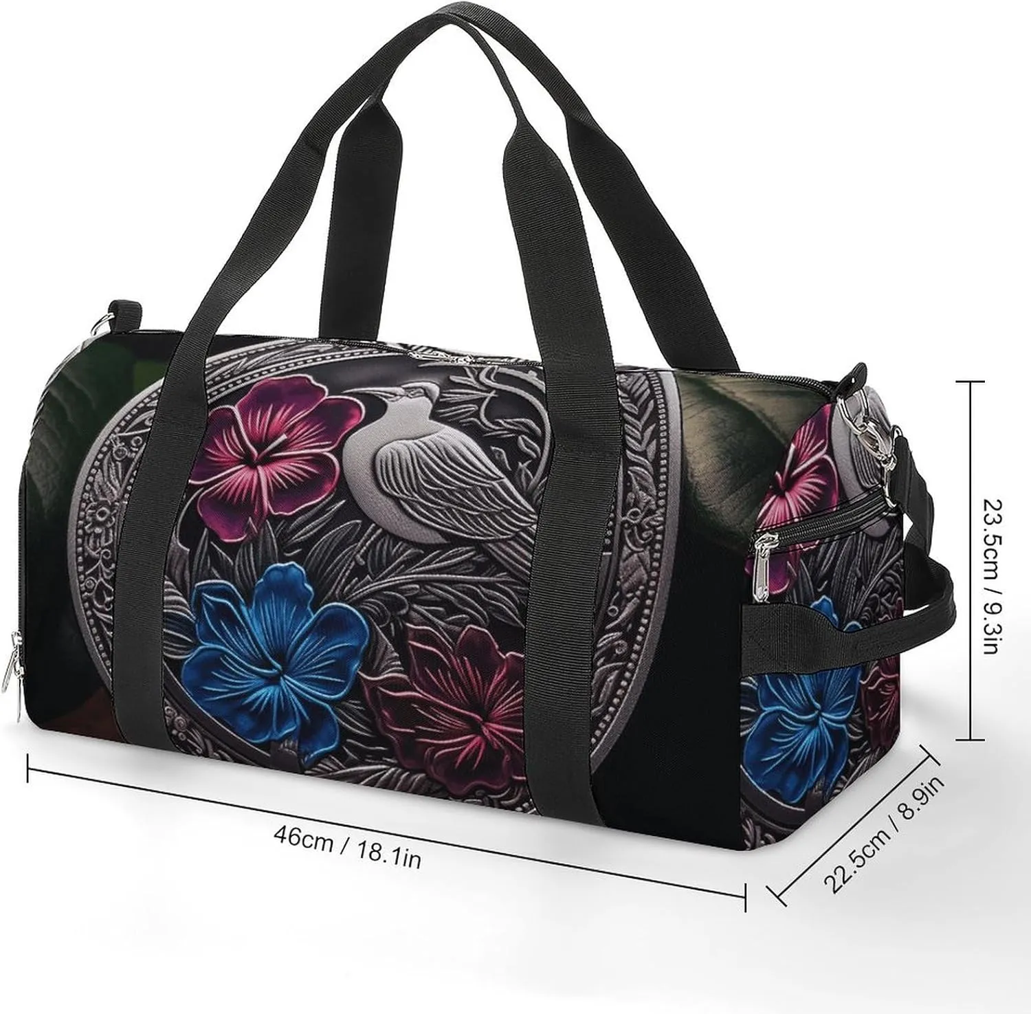 Hibiscus And Ivy Sports Gym Bag Carry on Holdalls for Men Small Duffel Bags for Women with Shoe Compartment