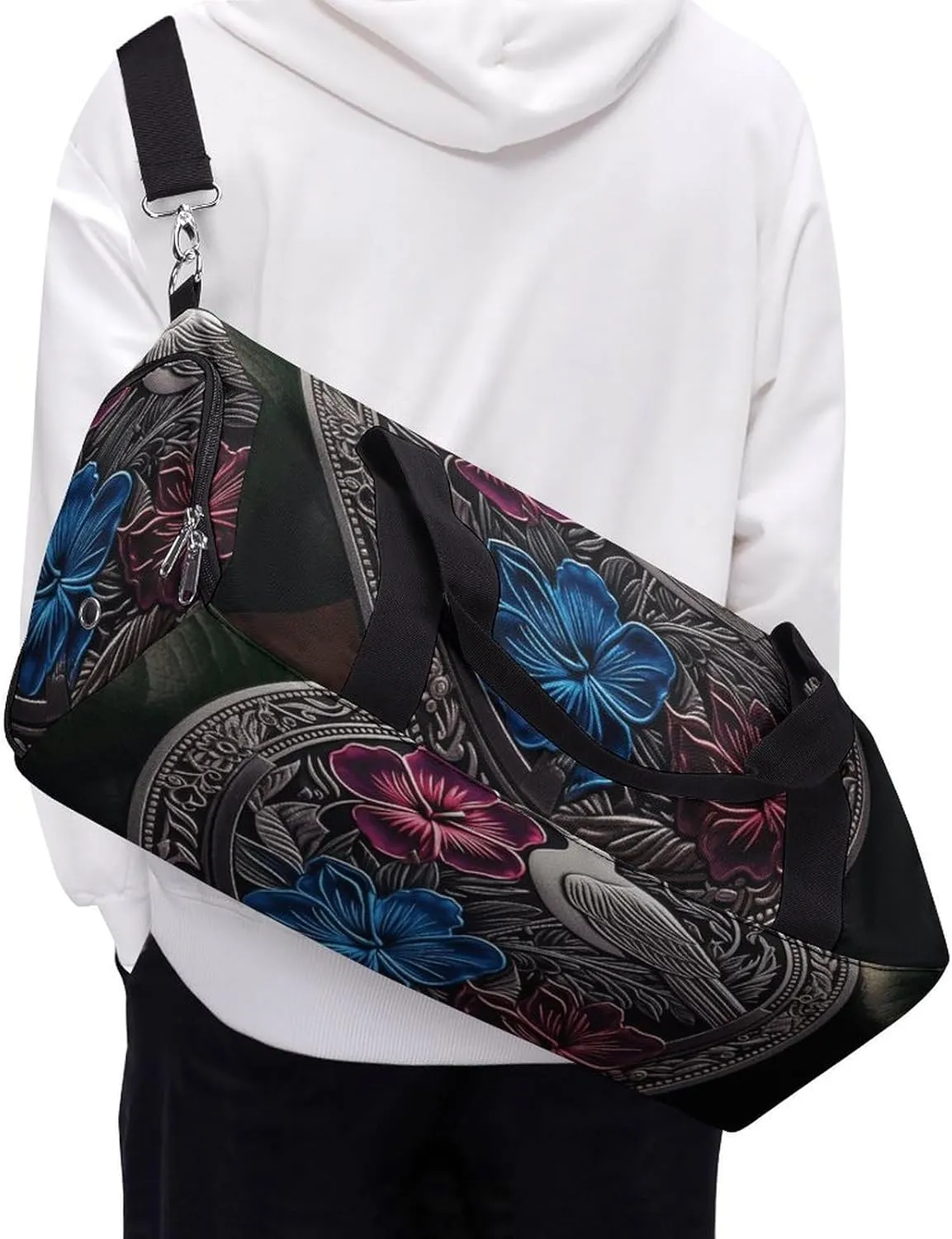 Hibiscus And Ivy Sports Gym Bag Carry on Holdalls for Men Small Duffel Bags for Women with Shoe Compartment