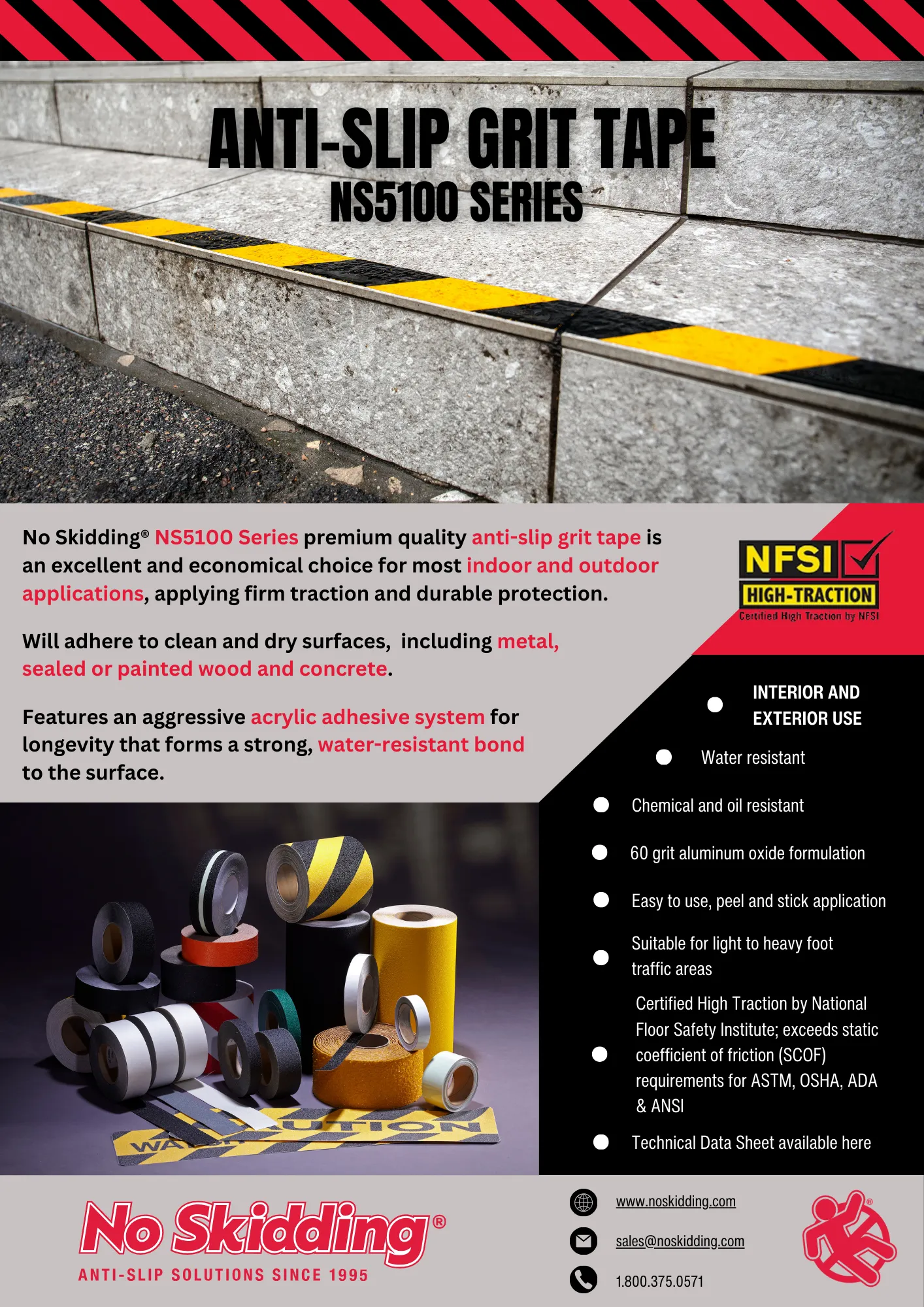 High Traction Anti-Slip Tape (60 Grit)  - Colors - NS5100 Series