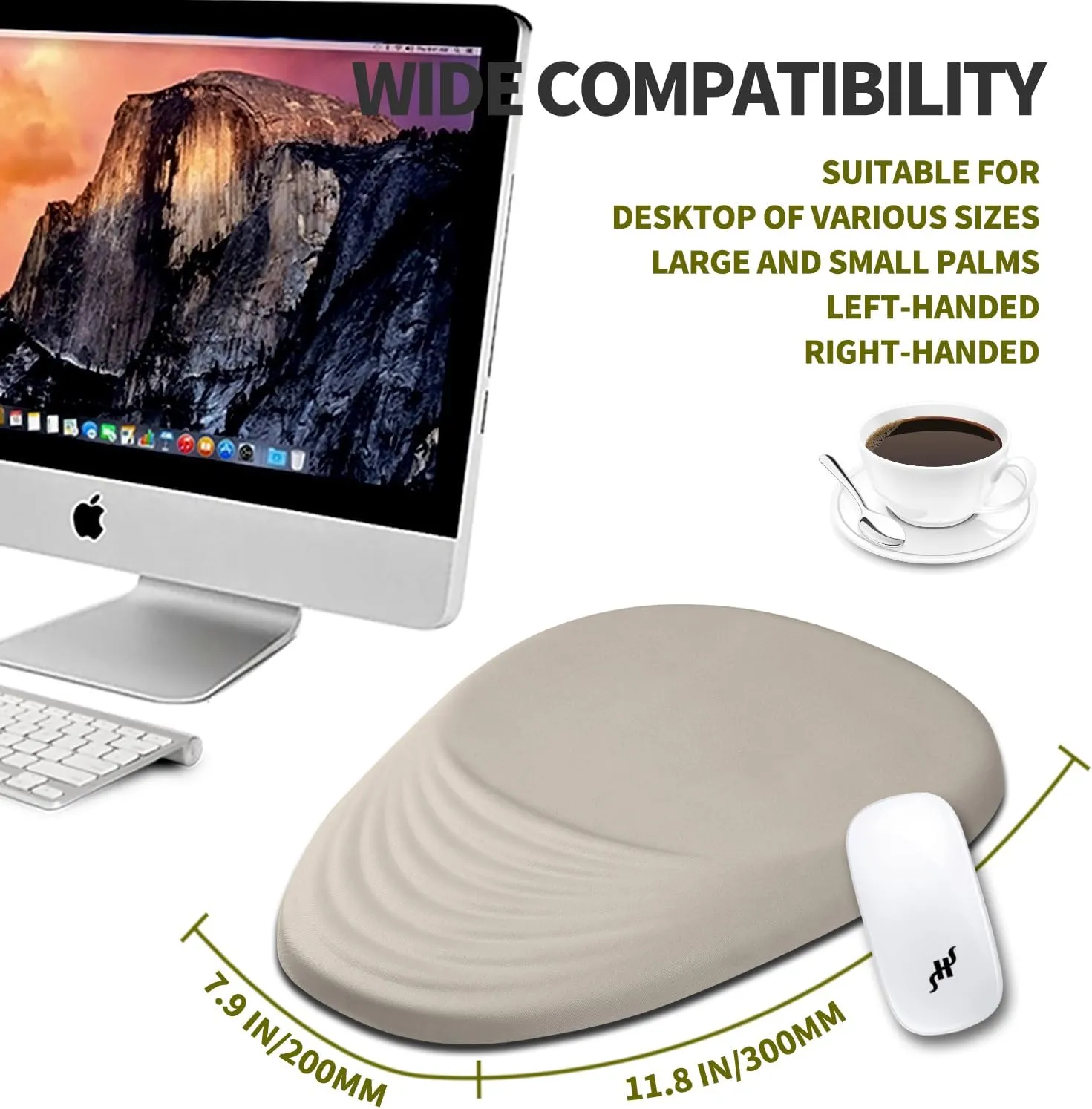 Hokafenle Ergonomic Mouse Pad Wrist Support, Terraced Slope Carpal Tunnel Wrist Pad for Mouse with Unibody Memory Foam, Wrist Rest Pain Relief Mousepad (Apricot, 11.8x7.9 in)