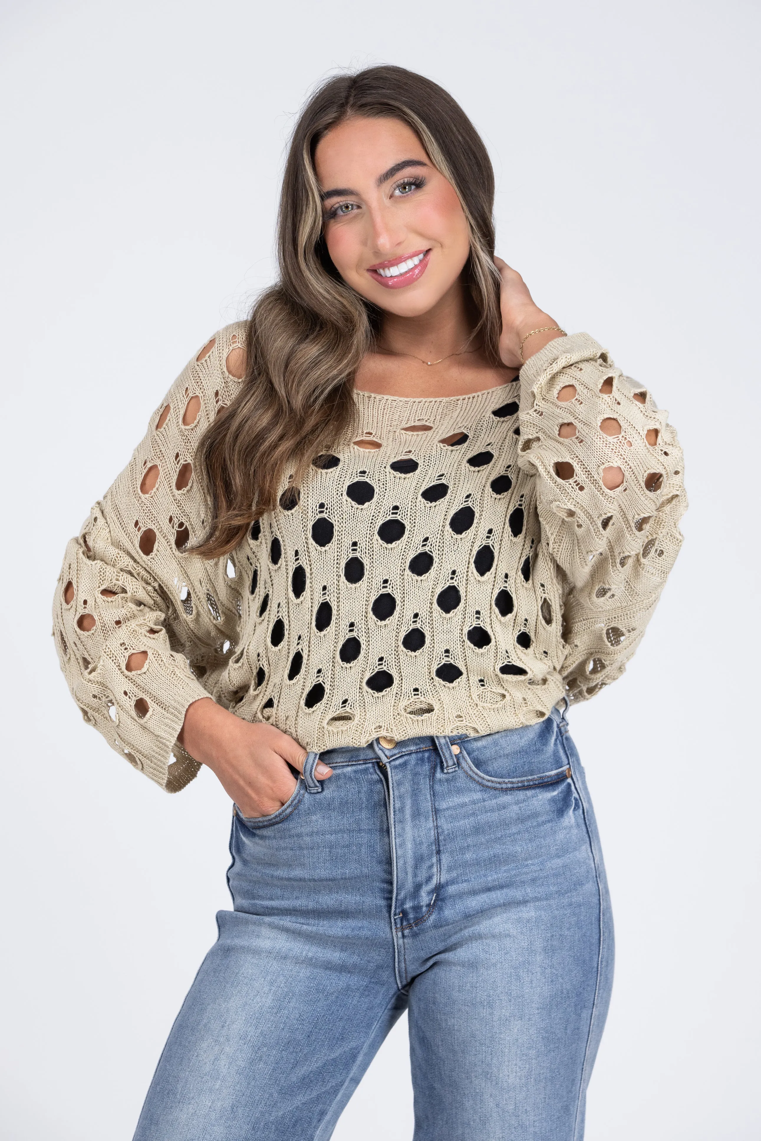 Hole Lot Of Fun Women's Open Weave Sweater