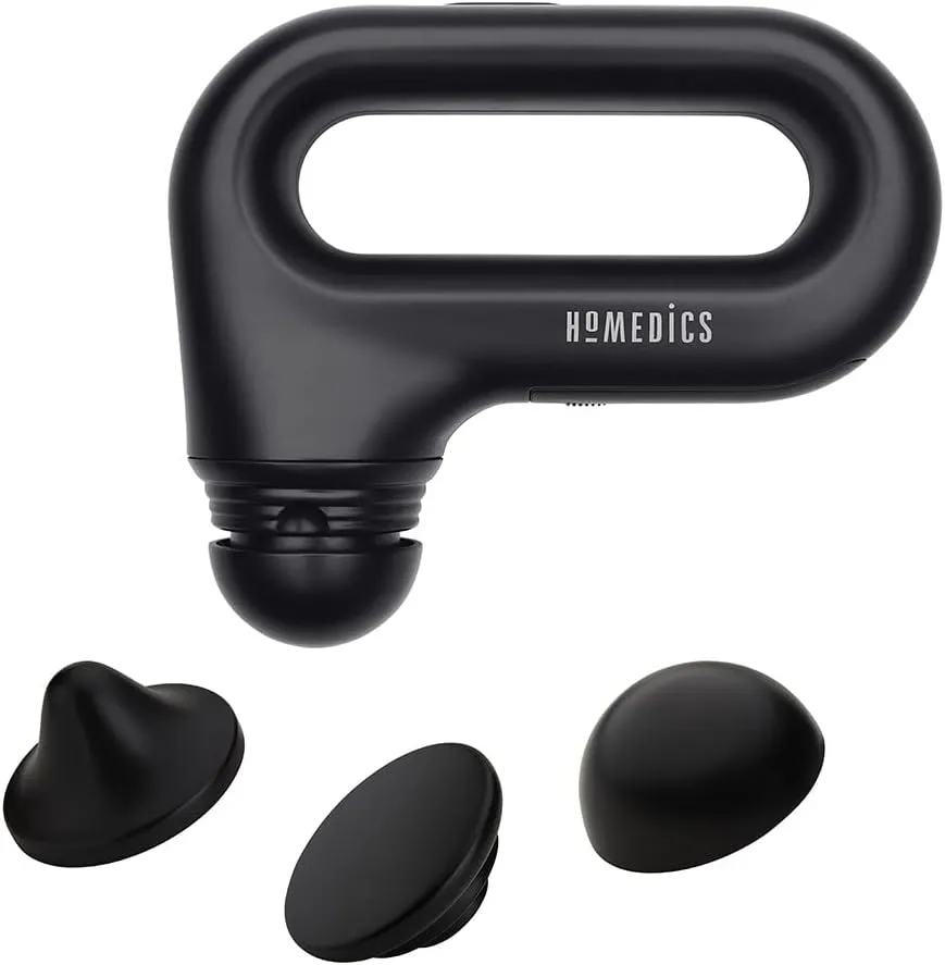 HoMedics Portable Full Body Vibration Massager, Effective Targeted and Full-Body Massage, High & Low Intensity Levels, Ergonomic Easy-Grip Handle 3 Interchangeable Attachments, 2 AA Batteries included