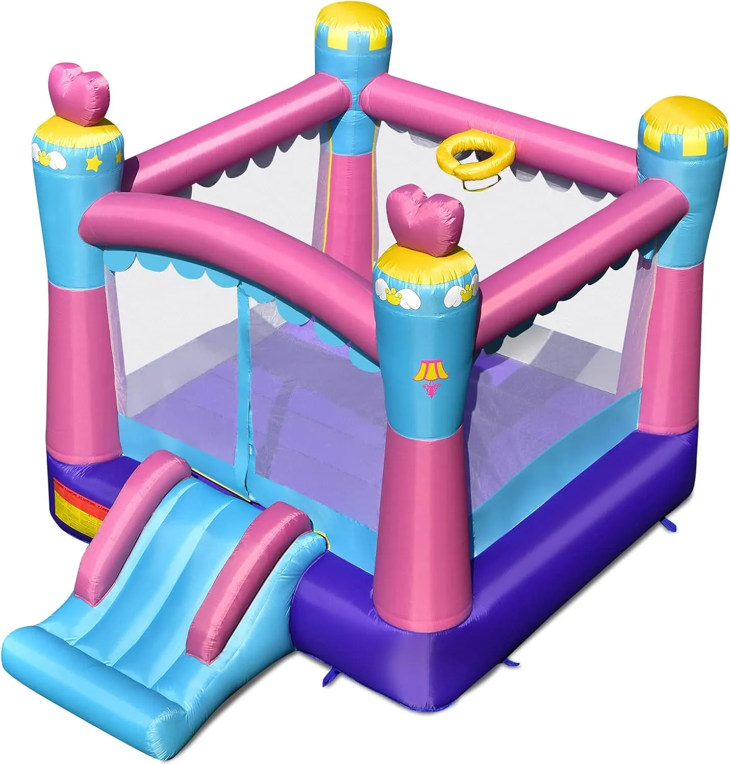 HONEY JOY Inflatable Bounce House, 3-in-1 Princess Themed Jump n’ Slide Bouncy House for Kids w/Blower, Slides, Indoor Outdoor Bouncy Castle for Kids, Gift for Boys Girls(Without Blower)