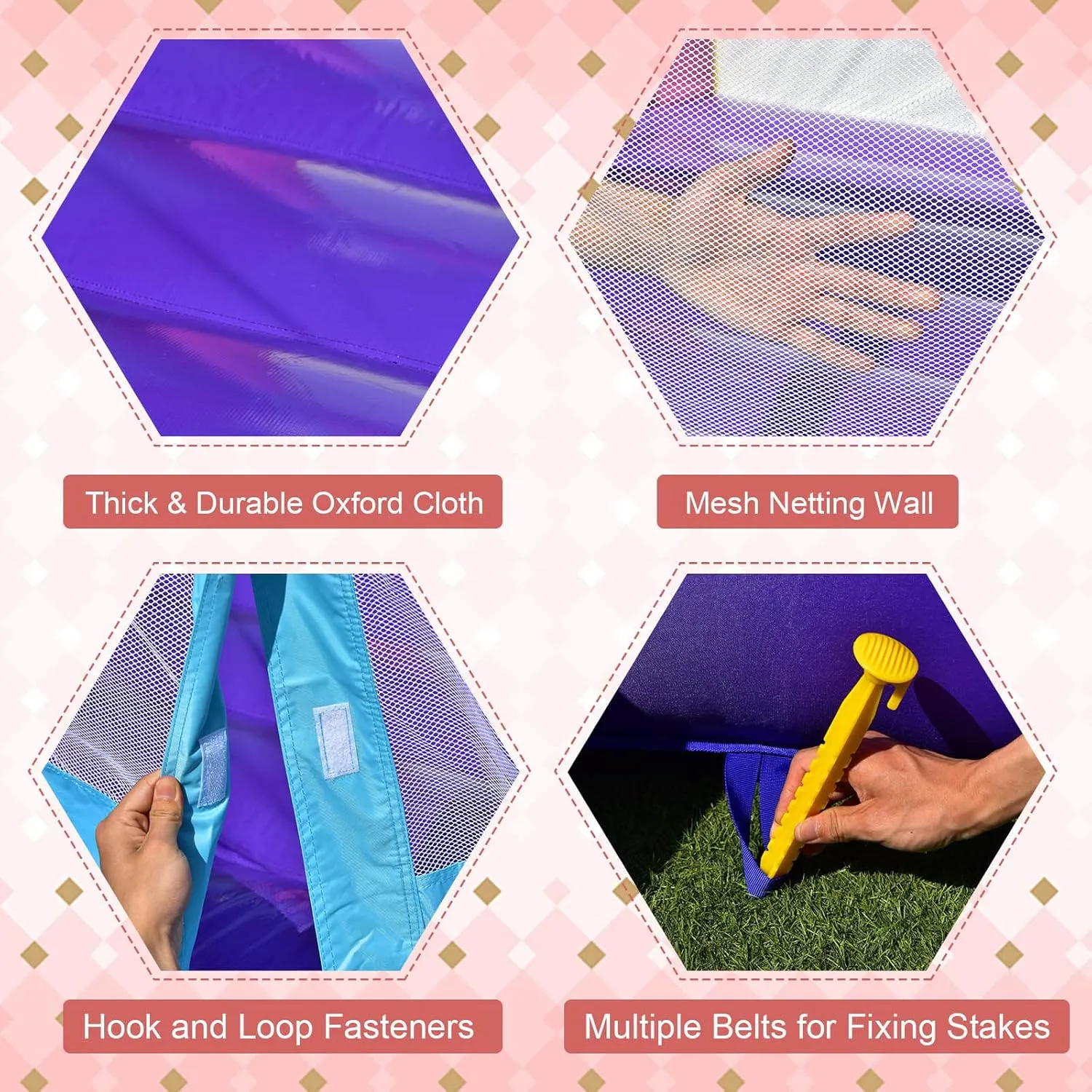 HONEY JOY Inflatable Bounce House, 3-in-1 Princess Themed Jump n’ Slide Bouncy House for Kids w/Blower, Slides, Indoor Outdoor Bouncy Castle for Kids, Gift for Boys Girls(Without Blower)