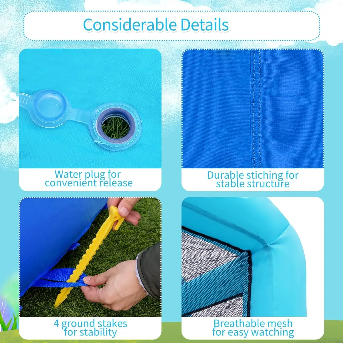 HONEY JOY Inflatable Water Slide, Hippo Theme Blow Up Water Park Bounce House for Backyard, Climbing Wall & Slide, Indoor Outdoor Waterslides Inflatables for Kids and Adults(with 750w Blower)