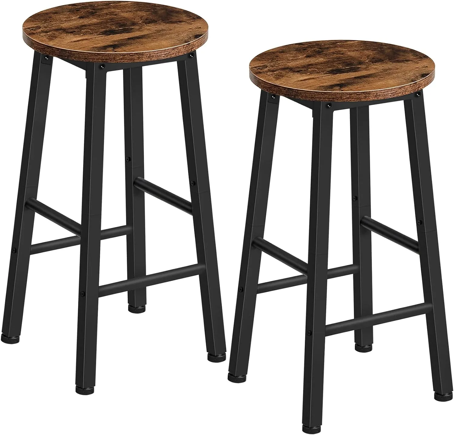 HOOBRO Bar Stools, Bar Stools Set of 2,Counter Height Bar Stools, 24.8" Bar Stools for Kitchen Island, Industrial Kitchen Bar Chairs, for Dining Room, Kitchen, Bar, Rustic Brown and Black BF07BY01G1