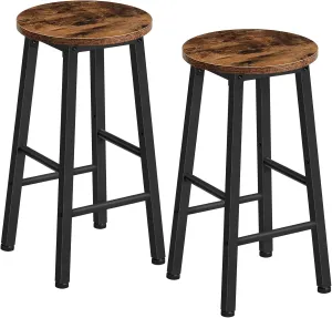 HOOBRO Bar Stools, Bar Stools Set of 2,Counter Height Bar Stools, 24.8" Bar Stools for Kitchen Island, Industrial Kitchen Bar Chairs, for Dining Room, Kitchen, Bar, Rustic Brown and Black BF07BY01G1