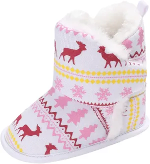 Hot High Tops Christmas Snowflake Print Shoe Baby Girls Boys Soft Booties Warm Snow Boots Infant Toddler Warming Shoes Baby Girl Sneakers 24 Months