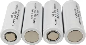 HQRP Battery 4-Pack 1200mAh IFR-18500 18500 3.2v LiFePO4 Compatible with Solar Garden Landscape Patio Light Spotlight Rechargeable with Flat Top 50mm