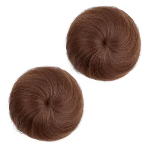 HSPJHTM 2 PCS Brown Hair Bun Hair Pieces for Women Girls Lady Drawstring Fake Ballet Bun Extensions Synthetic Updo Donut Chignon