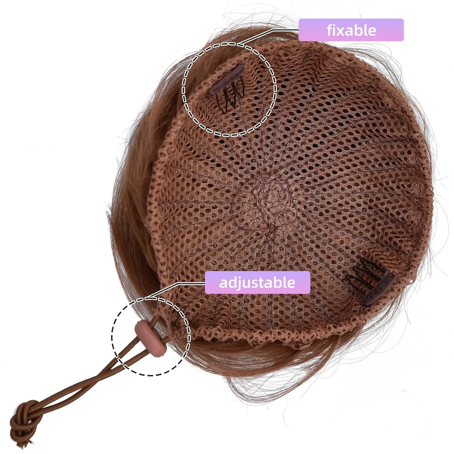 HSPJHTM 2 PCS Brown Hair Bun Hair Pieces for Women Girls Lady Drawstring Fake Ballet Bun Extensions Synthetic Updo Donut Chignon