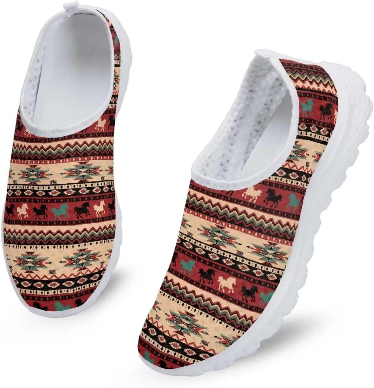 HUGS IDEA Women's Floral Mesh Slip on Shoes