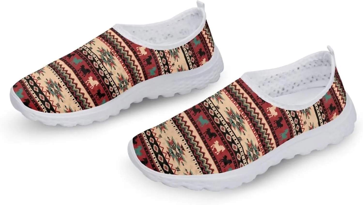 HUGS IDEA Women's Floral Mesh Slip on Shoes
