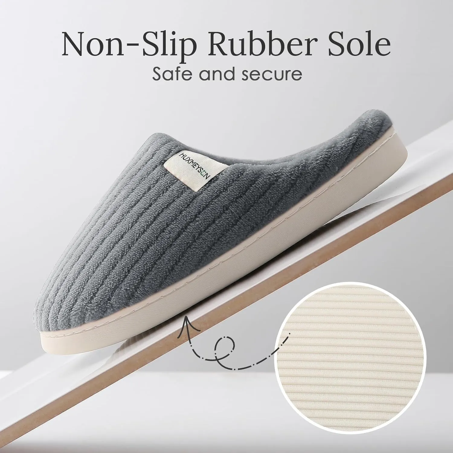 HUXMEYSON Slippers for Women, Warm Memory Foam Comfy House Slippers with Anti-Skid Rubber Sole for Indoor and Outdoor