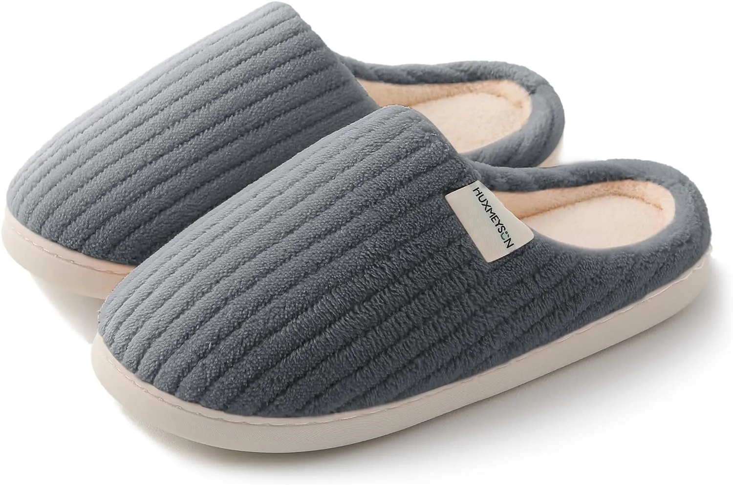 HUXMEYSON Slippers for Women, Warm Memory Foam Comfy House Slippers with Anti-Skid Rubber Sole for Indoor and Outdoor