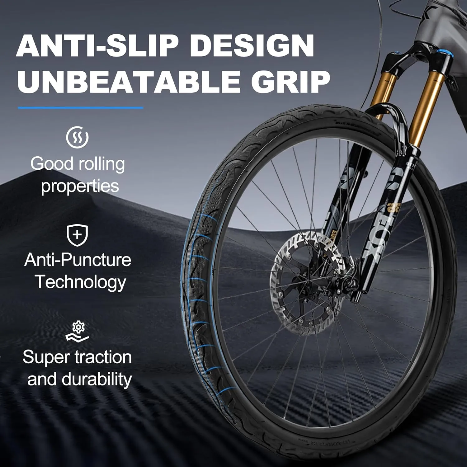 Hycline 26 Inch Bike Tires: 26x2.125 inch (57-559mm) Folding Replacement Puncture-Resistant Beach Cruiser Bicycle Tires for Hybrid Road or Urban City Commuter Bike