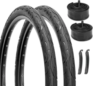 Hycline 26 Inch Bike Tires: 26x2.125 inch (57-559mm) Folding Replacement Puncture-Resistant Beach Cruiser Bicycle Tires for Hybrid Road or Urban City Commuter Bike
