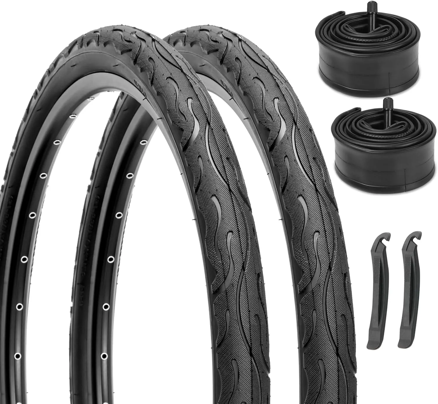 Hycline 26 Inch Bike Tires: 26x2.125 inch (57-559mm) Folding Replacement Puncture-Resistant Beach Cruiser Bicycle Tires for Hybrid Road or Urban City Commuter Bike