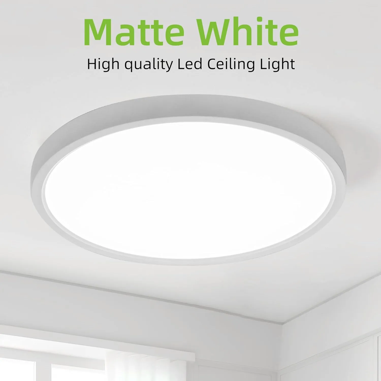 hykolity 2 Pack 12 Inch Selectable CCT LED Round Flat Panel Light, 24W 3000K/4000K/5000K, Edge-Lit Flush Mount Ceiling Light Fixture for Kitchen, Bedroom, Laundry and Closet Room，White