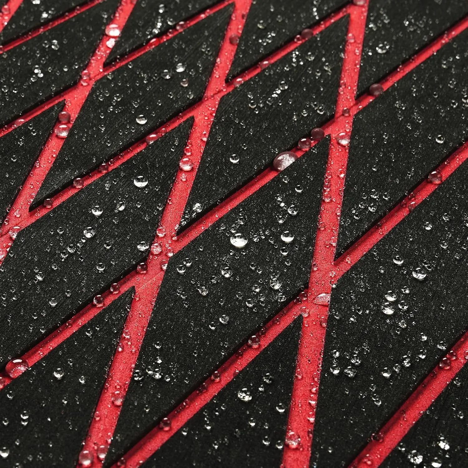 ICOOP Boat Flooring EVA Foam Decking Sheet Black and Red 47.2x15.8/94.5x36 Diamond Sea Deck Self Adhesive Carpet for Boats Waterproof Vinyl Marine Flooring Pontoon Boat Floor Mat Hydroturf Sheet