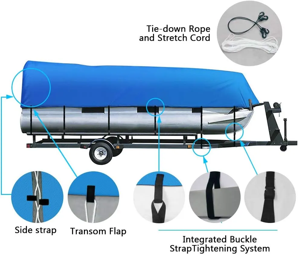 iCOVER Trailerable Pontoon Boat Cover, Fits 17 to 28ft Long & Beam Width up to 102in Pontoon Boat with Storage Bag