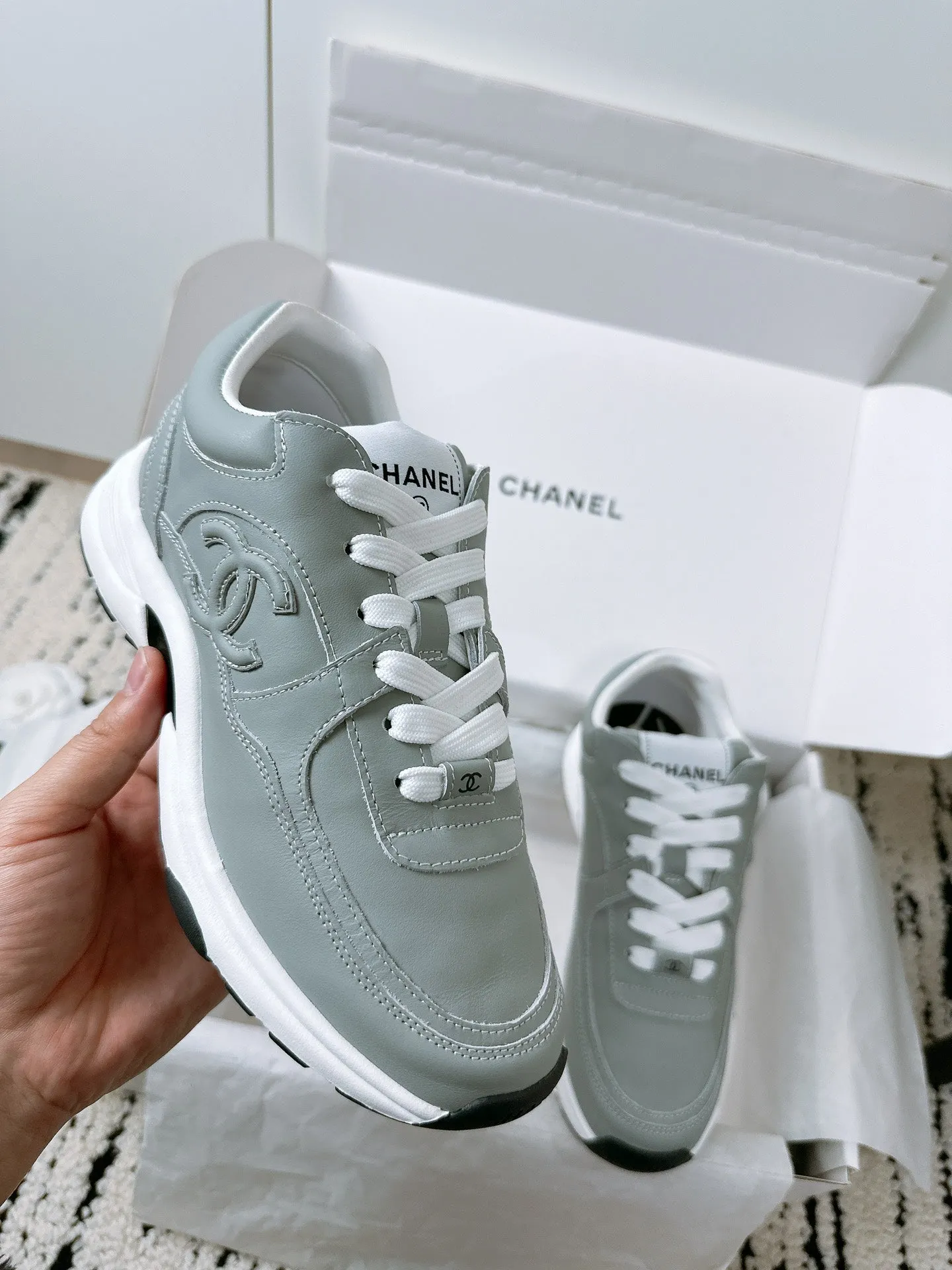 In Soft Artificial Intelligence (AI) Cowhide 35mm Sneaker Grey 144708 CHANEL Highly recommended