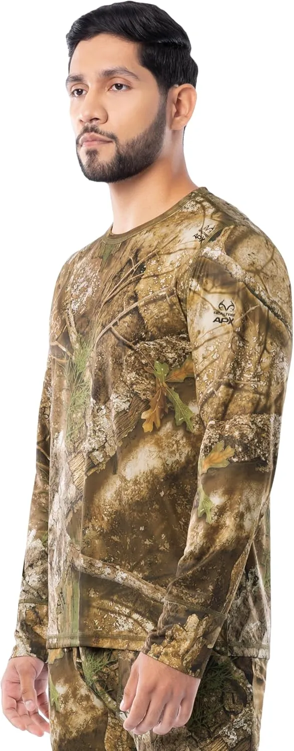 Indera Men's Realtree APX Pattern Camo Long Sleeve Thermal Base Layer Crewneck T-Shirt
