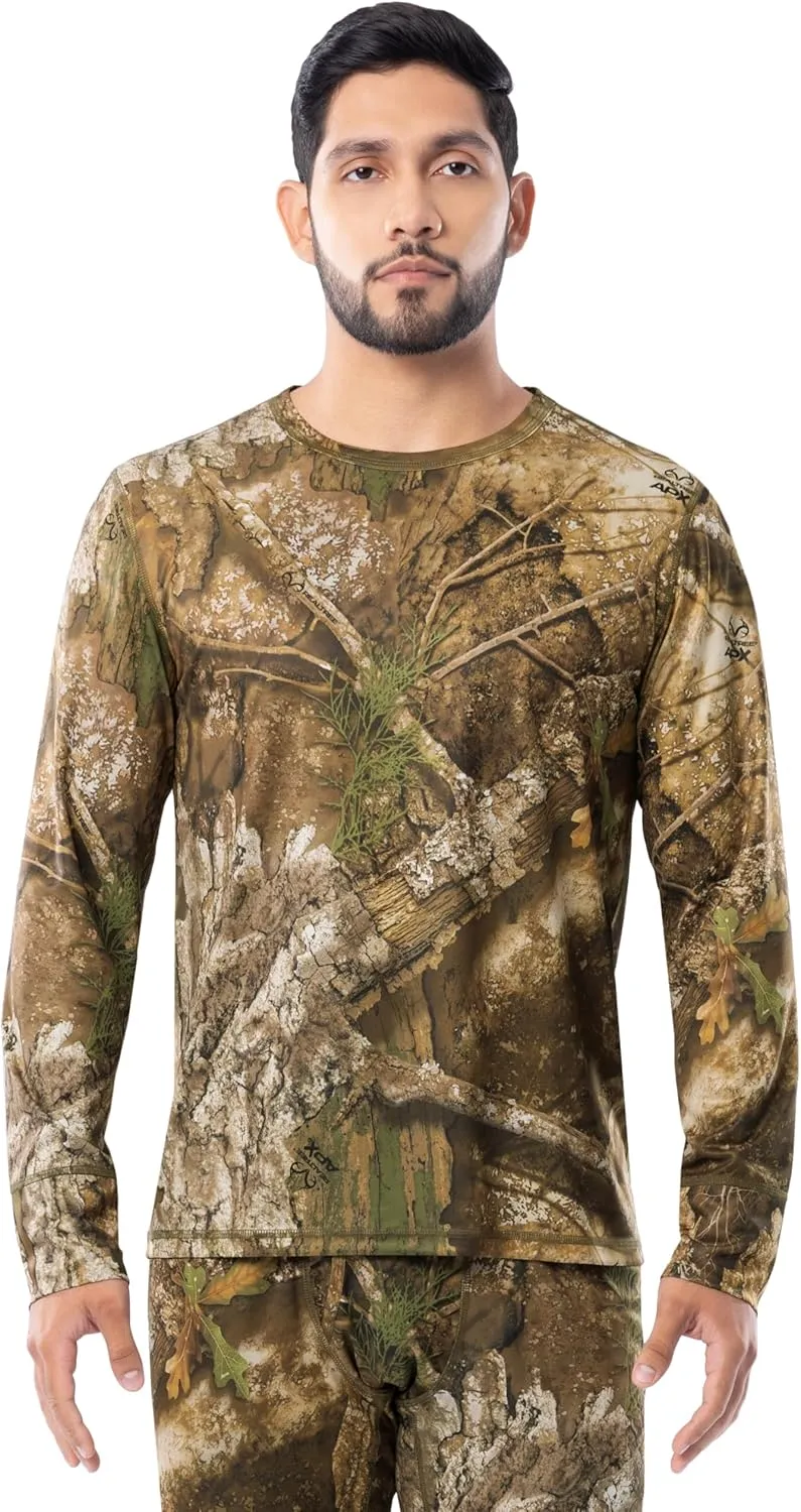 Indera Men's Realtree APX Pattern Camo Long Sleeve Thermal Base Layer Crewneck T-Shirt