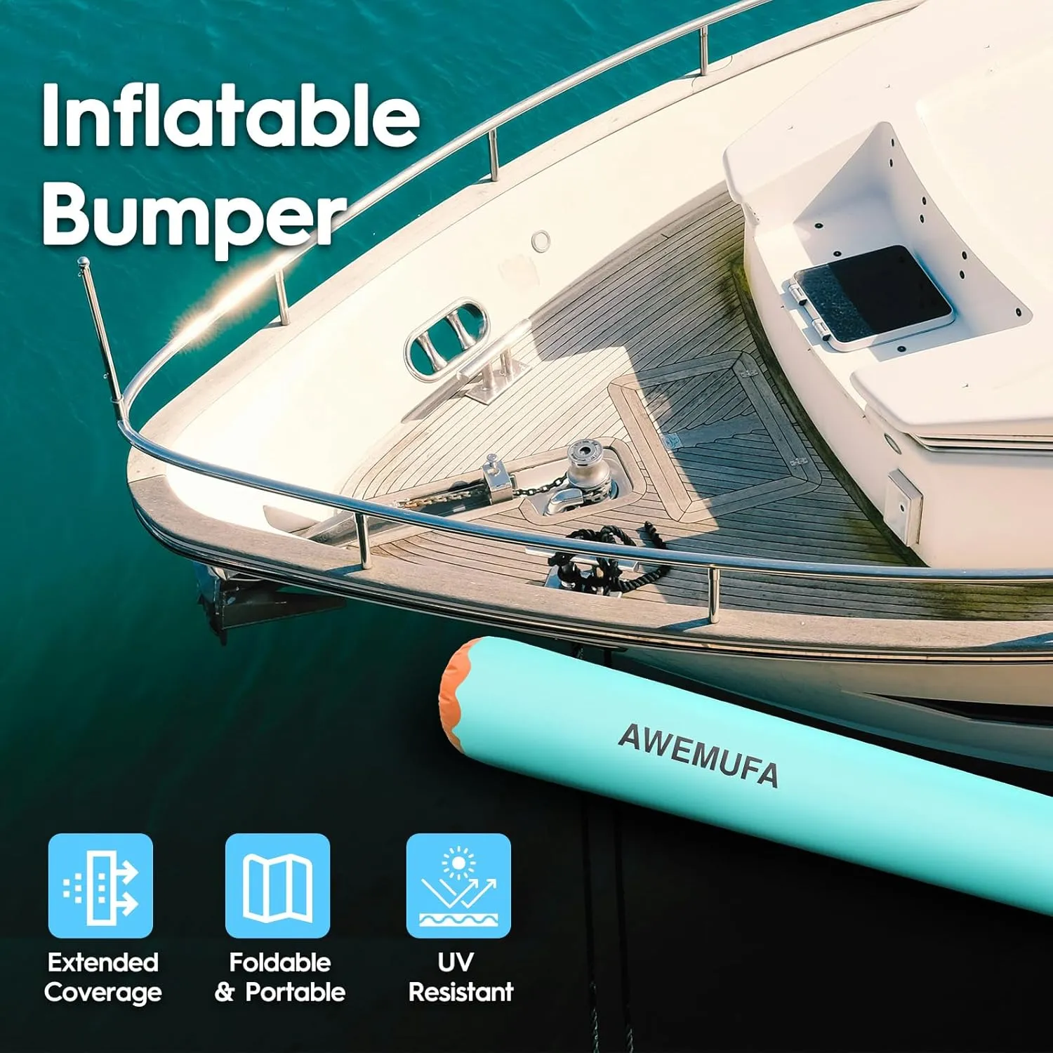 Inflatable Boat Fender for Docking Heavy Duty, Large Boat Bumper for Docking, Inflatable Boat Dock Bumper Inflatable Fender for Pontoon Boat, Fishing Boat, Small Yacht(NO Pump)