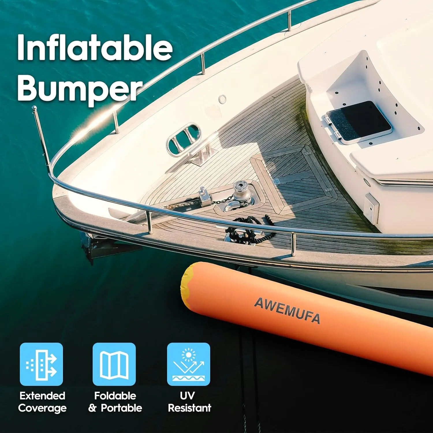 Inflatable Boat Fender for Docking Heavy Duty, Large Boat Bumper for Docking with 110-120V Electric Air Pump, Inflatable Dock Bumper for Pontoon Boat, Fishing Boat, Small Yacht