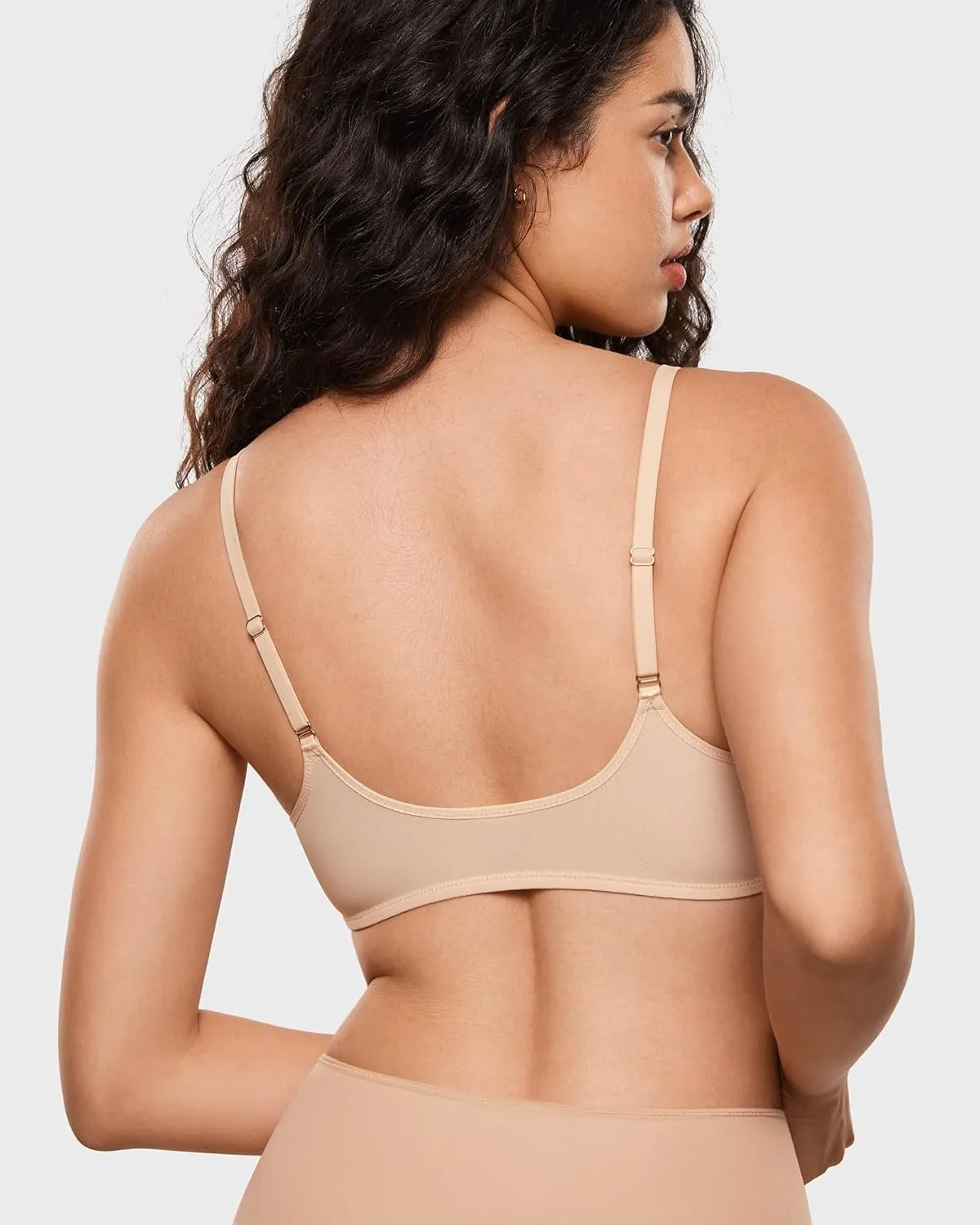 INLYRIC Women's Cosnufy Sheer Front Closure Bra - Demi Sexy Seamless Unlined No Padding Mesh Underwire Bra