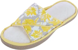 isotoner Womens Organic Cotton Floral Keilly Slide Slippers
