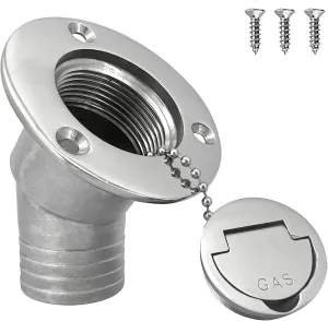 ISURE MARINE 1-1/2"(38mm) Boat Gas Deck Fill/Filler with Keyless Cap with Screws, Marine Mirror Polished 316 Stainless Steel Hardware Angled Neck for Boat Yacht Caravan