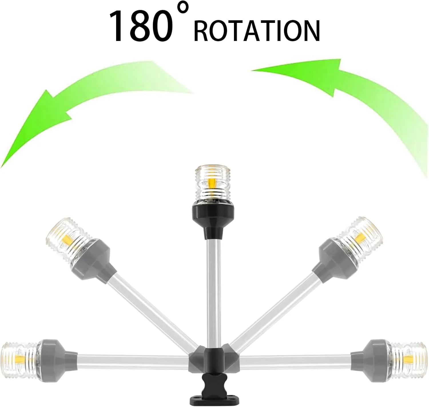 ISURE MARINE 12" LED Fold Down Boat Stern Light 3 Nautical Mile Navigation Anchor Lights White All Round 360° for Pontoon and Fishing Boats