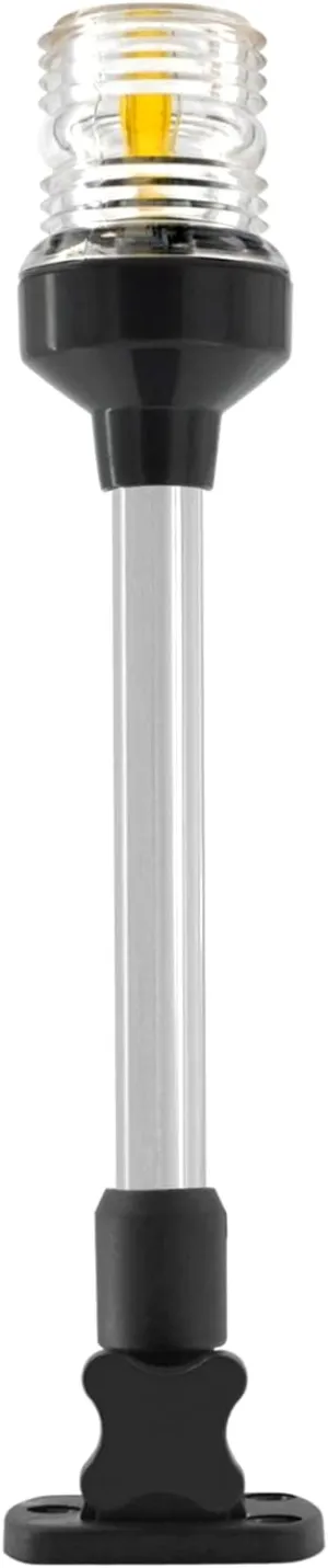 ISURE MARINE 12" LED Fold Down Boat Stern Light 3 Nautical Mile Navigation Anchor Lights White All Round 360° for Pontoon and Fishing Boats