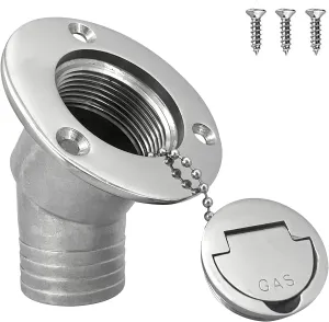 ISURE MARINE 2"(50mm) Boat Gas Deck Fill/Filler with Keyless Cap with Screws, Marine Mirror Polished 316 Stainless Steel Hardware Angled Neck for Boat Yacht Caravan