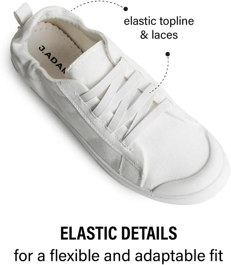 J. Adams Taylor Low-Top Sneakers - Easy Slip-on Elastics Shoe Laces - Comortable Walking Shoes