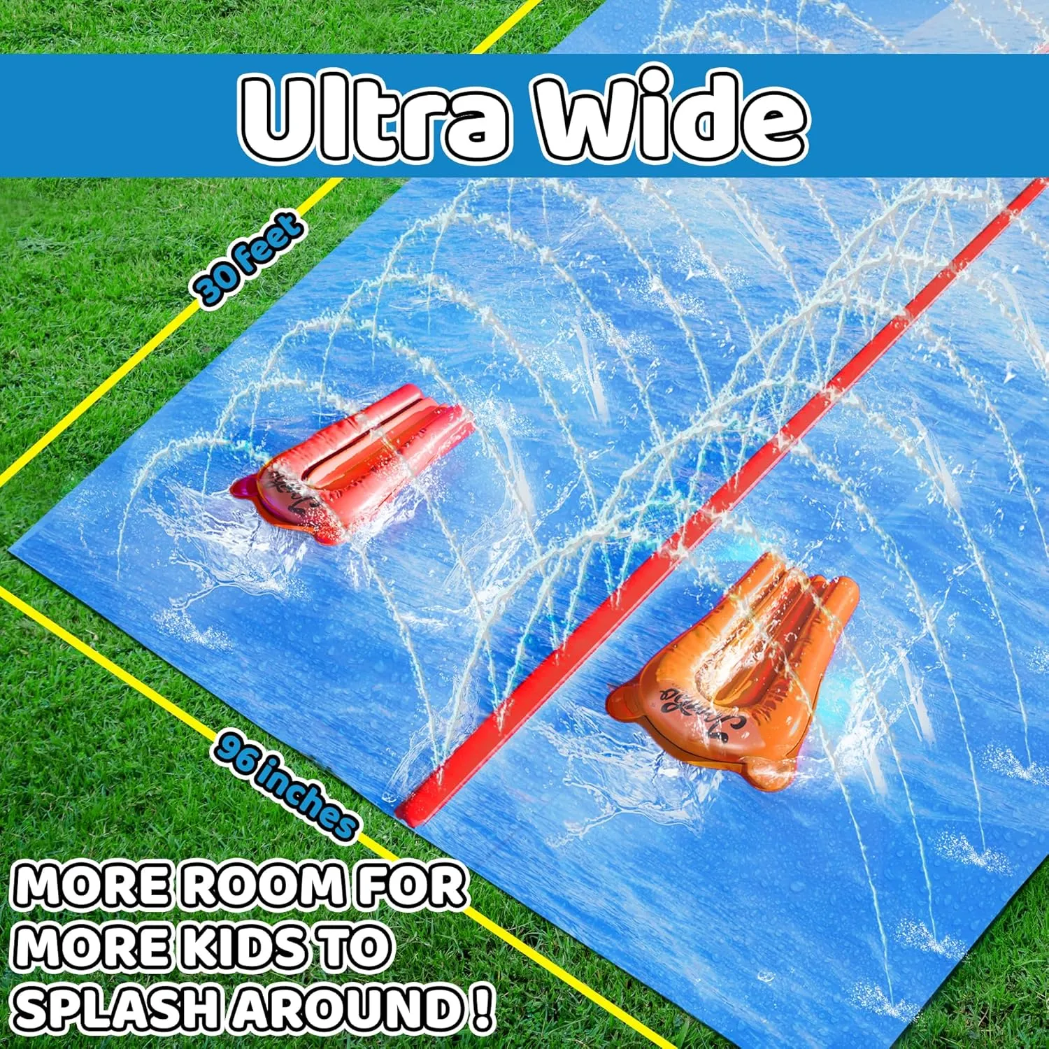 JAMBO 30FT x 8FT Huge Wide Water Slide – Extra Long Slip and Slide for Kids, Heavy Duty Backyard Lawn Waterslide, Outdoor Water Toy (30ft XXL Slide)