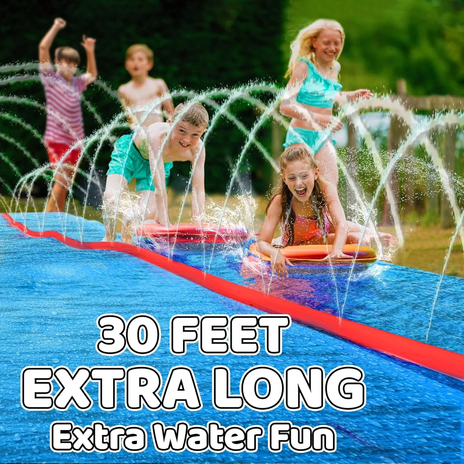 JAMBO 30FT x 8FT Huge Wide Water Slide – Extra Long Slip and Slide for Kids, Heavy Duty Backyard Lawn Waterslide, Outdoor Water Toy (30ft XXL Slide)