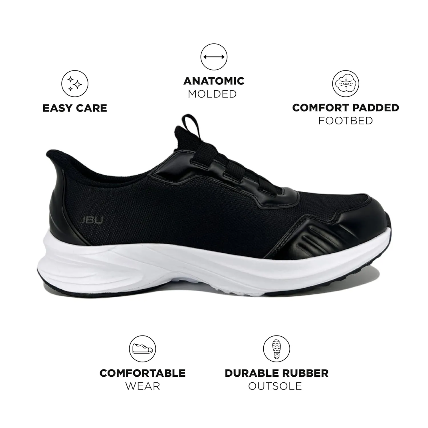 Jambu Men's Dash Easy-Wear Slip-On, Soft Knit and Nubuck Construction, Removable Relax Foam Insoles, Comfort Rocker Bottom, Black, 11
