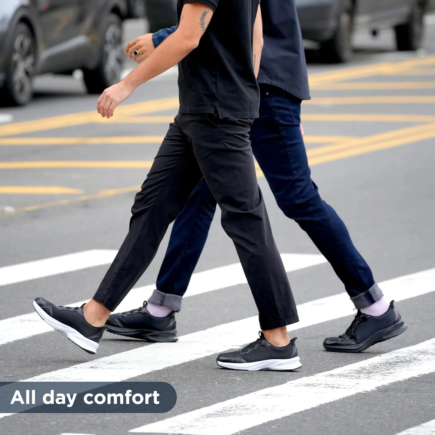 Jambu Men's Dash Easy-Wear Slip-On, Soft Knit and Nubuck Construction, Removable Relax Foam Insoles, Comfort Rocker Bottom, Black, 11