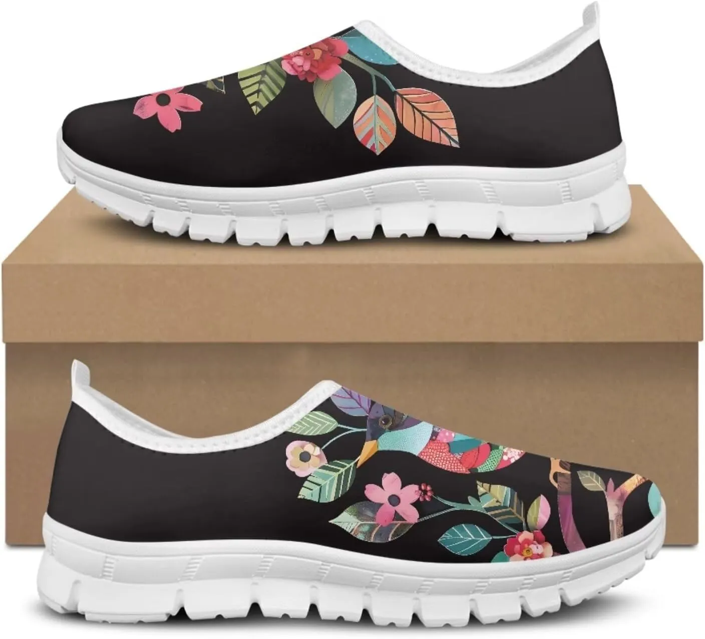 Jeiento Casual Shoes for Women Hummingbird Design Soft Shoes Slip-On Loafers Comfort Footwear