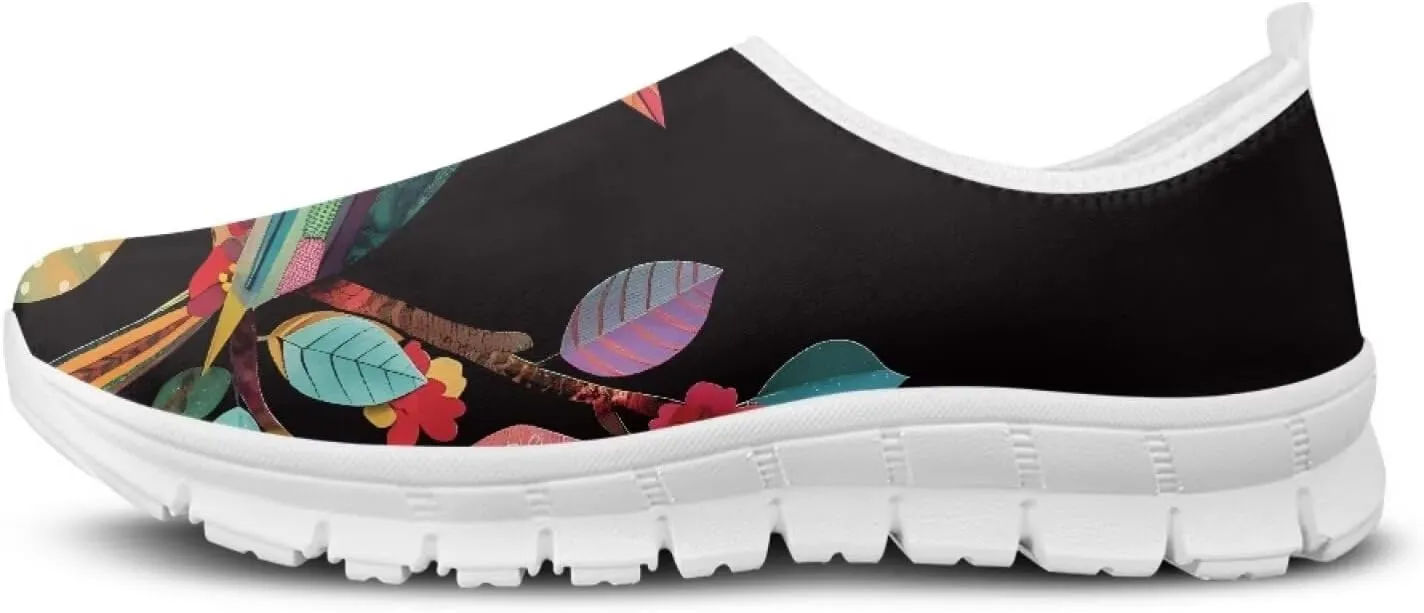 Jeiento Casual Shoes for Women Hummingbird Design Soft Shoes Slip-On Loafers Comfort Footwear