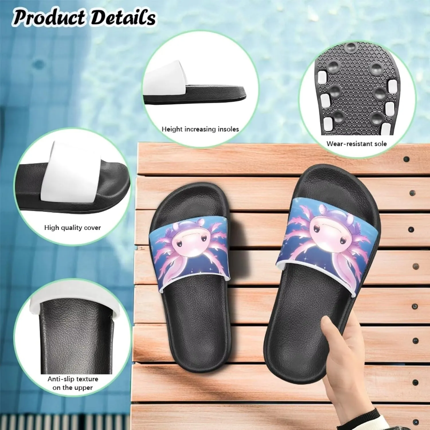 Jeiento Kids Slides for Boy Girl Animal Slippers Summer Beach Pool Water Shoes Non-Slip Novelty Open Toe Sandals
