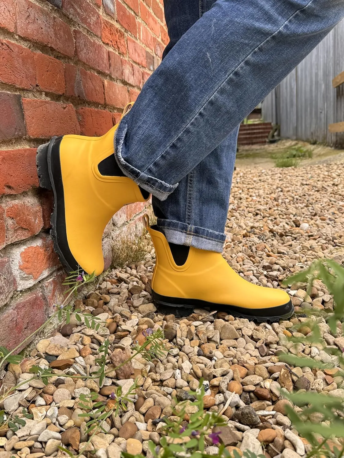 Jileon Womens Ankle Height Waterproof Rubber Rain Boots - Designed For Wide Feet & Wide Calves - Easy to Slip on and Off