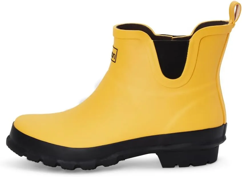 Jileon Womens Ankle Height Waterproof Rubber Rain Boots - Designed For Wide Feet & Wide Calves - Easy to Slip on and Off
